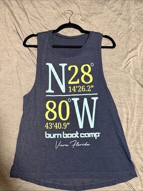 Burn Boot Camp Men’s Navy Tank Top with Coastal Coordinates